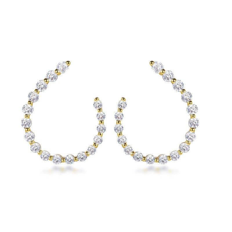 Halo Simulated diamond Hoop Earrings In Sterling Silver - Trendolla Jewelry