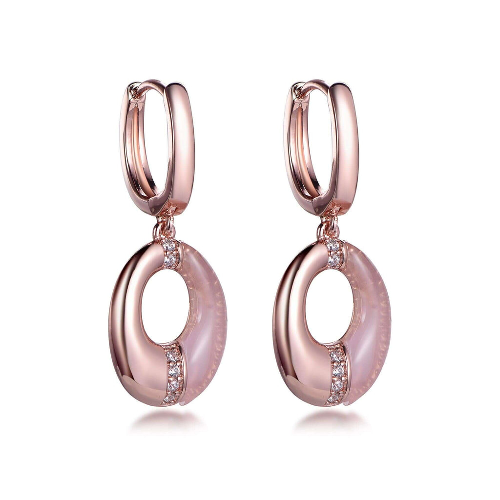 Initial Dangle Hoop Earrings with Charm Oval Drop - Trendolla Jewelry