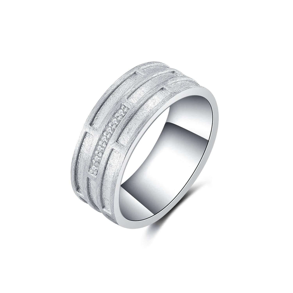 Trendolla Diamond Inlay Comfort Fit Wedding Ring