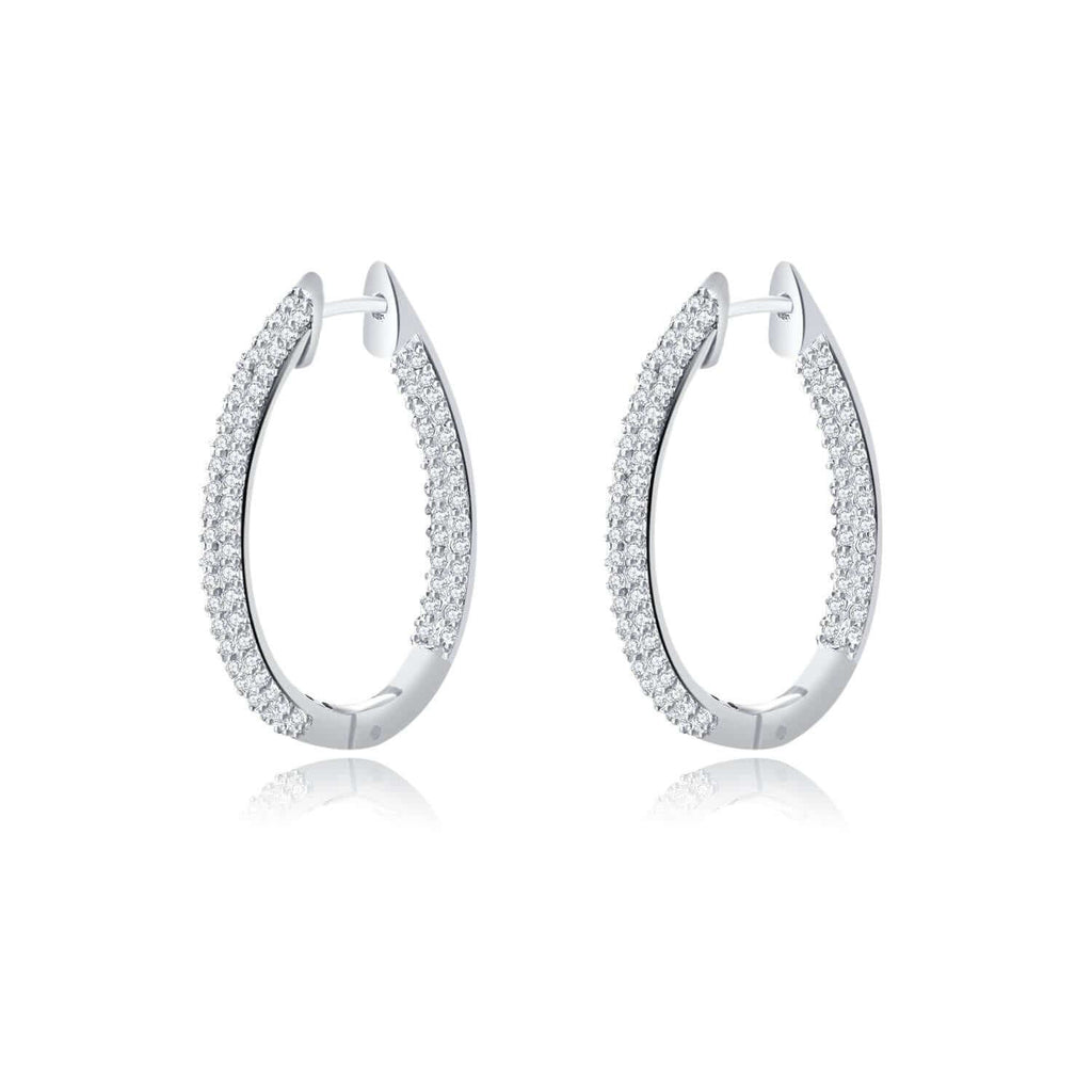 Oval Earrings Cubic Zirconia Diamond 18ct White Gold Plated Vermeil on Sterling Silver of Trendolla - Trendolla Jewelry