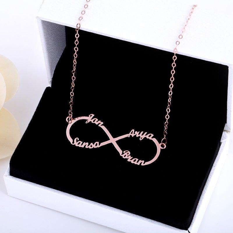 Four Family Names Infinity Necklace