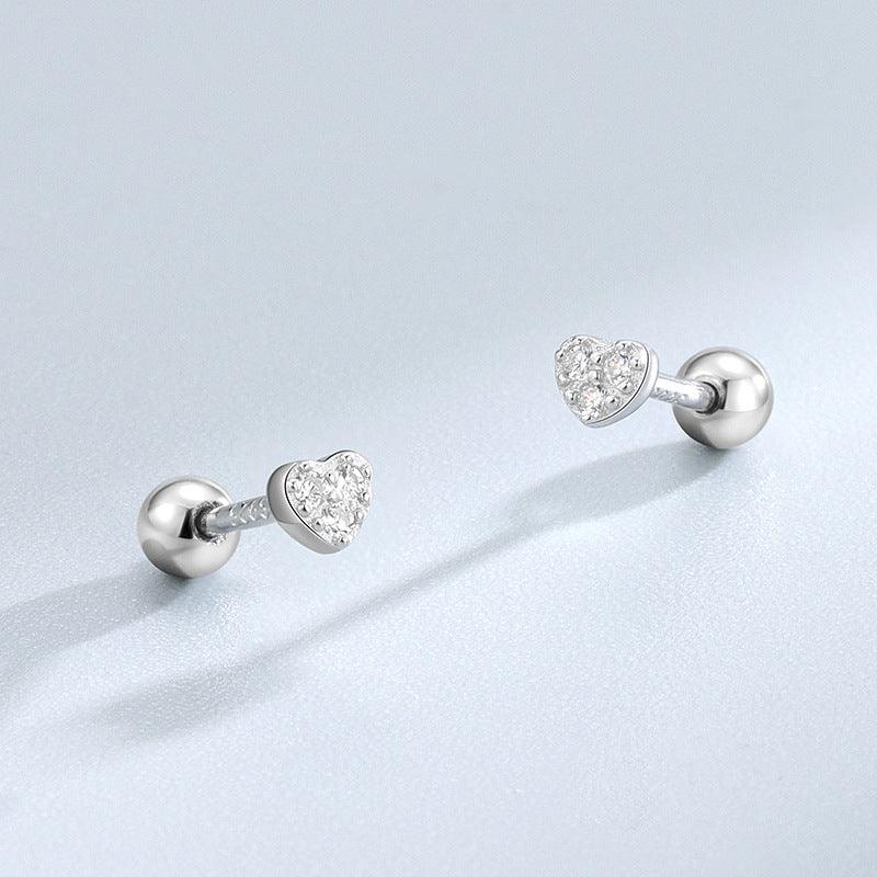 Trendolla Round Heart Stud Earring Ball Back Earrings Nap Earrings - Trendolla Jewelry